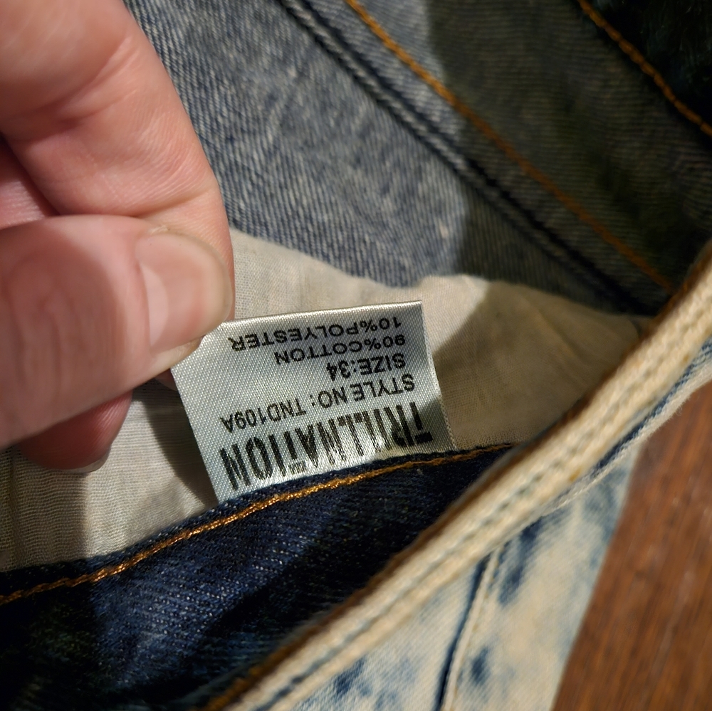 Trill Nation Skinny Jeans Ribbed Acid Wash Zipper Swag Men's Size 34W See Pics. - Picture 9 of 14